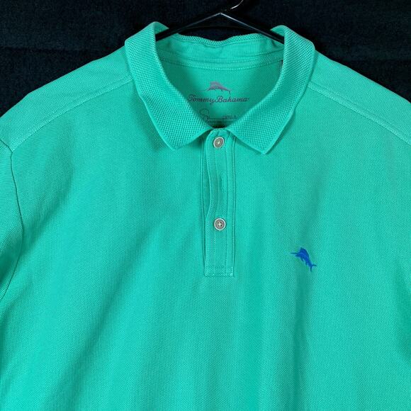 Tommy Bahama Mens Shirt Green Polo Short Sleeve Pima Cotton Medium - Picture 2 of 12